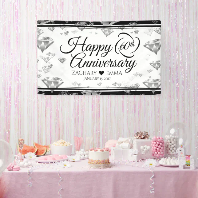 Elegant 60th Diamond Wedding Anniversary Banner