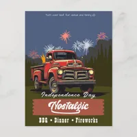 Vintage Red Truck 4th of July BBQ and Dinner Postcard