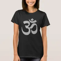 *~* Om Aum Gray Symbol on Women Black T-Shirt