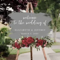 Gray Brush Strokes Wedding Welcome Sign