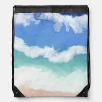Teal and Blue Ocean Wave Digital Art Grocery Bag