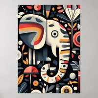 Geometric Elephant Portrait Poster