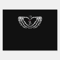 Skeleton Woman With Red In Heart Made Of Hands Fes Sign
