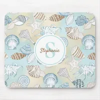 Coastal Seashells Monogram  Mouse Pad