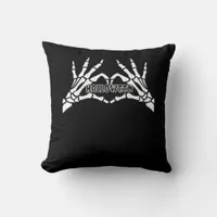 Halloween Skeleton Heart Hands Retro Style Throw Pillow