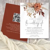 Budget Rustic Terracotta Florals QR Code Wedding