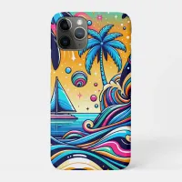 Fun Whimsical Psychedelic Sailboat  iPhone 11 Pro Case