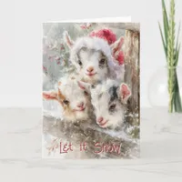 Cute Baby Goats - Snow Babies 7 Christmas Holiday Card