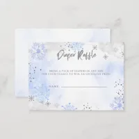 Blue Silver Snowflakes Baby Shower Diaper Raffle Enclosure Card