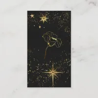 *~* Black Gold Cosmic Stars Mystic Flower Business Card