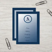 Customizable Blue Monogram Business Cards