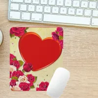 Roses and Heart Frame Add Your Photo Mouse Pad