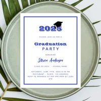 Blue white graduation party 2025 invitation