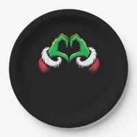 Funny Heart Hands Christmas Minimal Festive Style Paper Plates