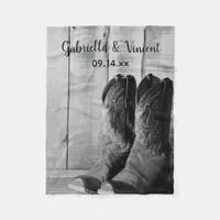 Rustic Cowboy Boots Country Western Wedding Fleece Blanket