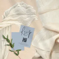 Modern QR Code Script Wedding Dusty Blue RSVP Card