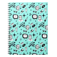  Black, White and Teal Fifties Style Retro   Notebook