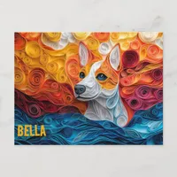 Basenji Paper Quilling Art Dog Portrait Postcard