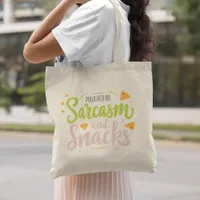 Powered by Sarcasm and Snacks - Fun and Humorous Tote Bag