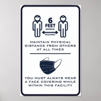 Custom Text Face Mask + Distancing Business Notice Poster