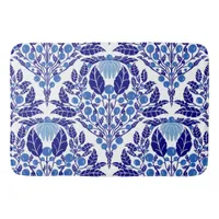 Art Nouveau Blue–Vintage Floral Scallop  Bath Mat