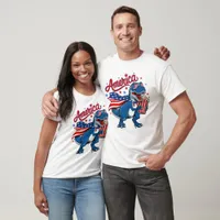 Patriotic T-Rex Popcorn Flag Shirt