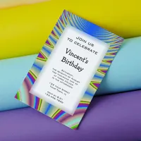 Blue Tie Dye Birthday Party Invitation