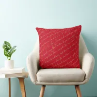 Red Gold Christmas Typography Pattern#36 ID1009 Throw Pillow