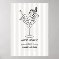 Chic Martini Doodle Wife of the Party Bachelorette Poster