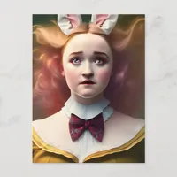 Alice With the White Rabbit Ears Postcard