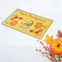 Thanksgiving Friendsgiving Autumn on yellow | Cloth Placemat