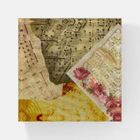 Vintage Sheet Music Musial Notes Roses Paperweight