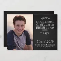 Christian Bible Verse Graduation Chalkboard Photo Invitation