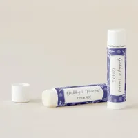 White Winter Snowflakes on Blue Wedding Favor Lip Balm
