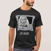 Custom Photo Baby Family Fancy Silver Frame Unisex T-Shirt