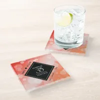 Elegant 35th Coral Wedding Anniversary Celebration Glass Coaster