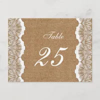 Rustic Chic burlap and lace country wedding Postcard