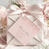 Rose Gold Confetti Blush Pink Modern Wedding Favor Tags