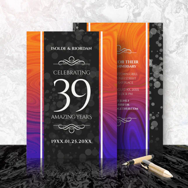 Elegant 39th Agate Wedding Anniversary Celebration Invitation