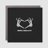 Spooky Skeleton Hand Heart With "Happy Halloween"  Car Magnet