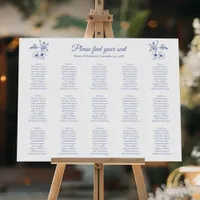 Elegant Vintage Romance Blue Wedding Seating Chart