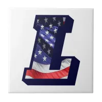 American Flag Letter "L" Small Photo Ceramic Tile