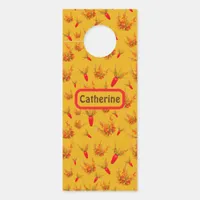 Yellow & Orange Floral Pattern on Yellow Monogram| Door Hanger