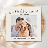 Custom Photo Drinks On Me Dog Bar Pet Wedding Napkins