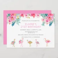 Tropical Pink Flamingo Birthday Party Invitation