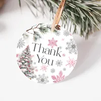 Thank You Winter Wonderland Pink Favor Tags