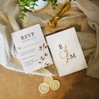 Minimal Fall Leaf Botanical Wedding  RSVP Card