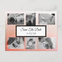 Gradient Peachy Coral Photo Save the Date Postcard