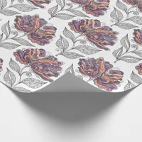 Floral Abstract Doodle Art Style Pink Purple Wrapping Paper