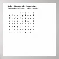 Beloved Font Glyphs Contact Sheet Poster